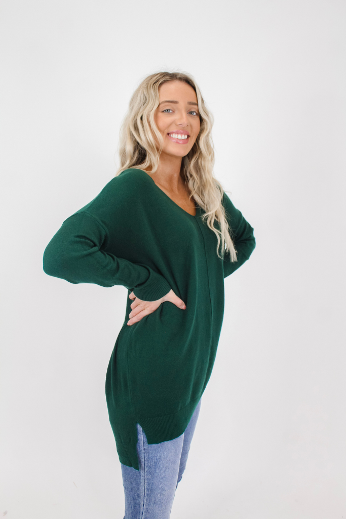 We're Dreaming Sweater in Hunter Green