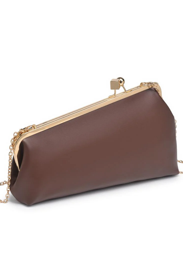 Helena Snap Clutch in Chocolate