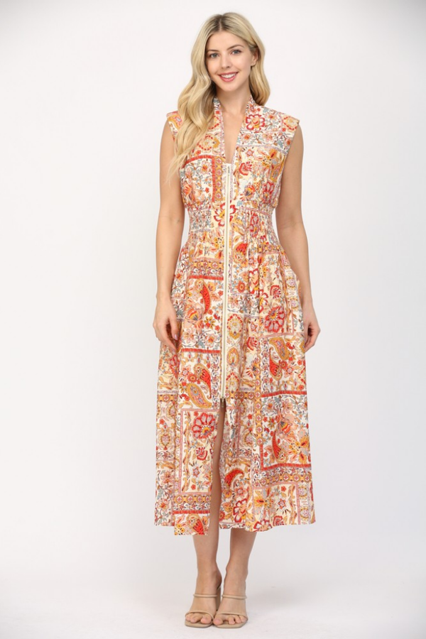 Lilli Scarf Print Midi Dress