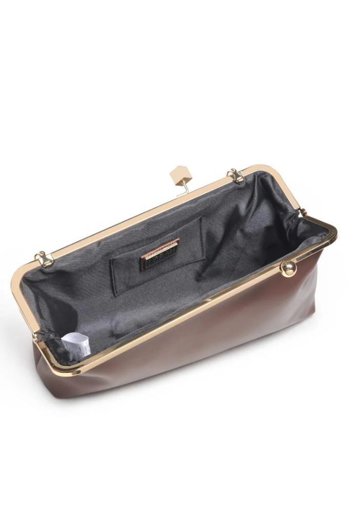 Helena Snap Clutch in Chocolate