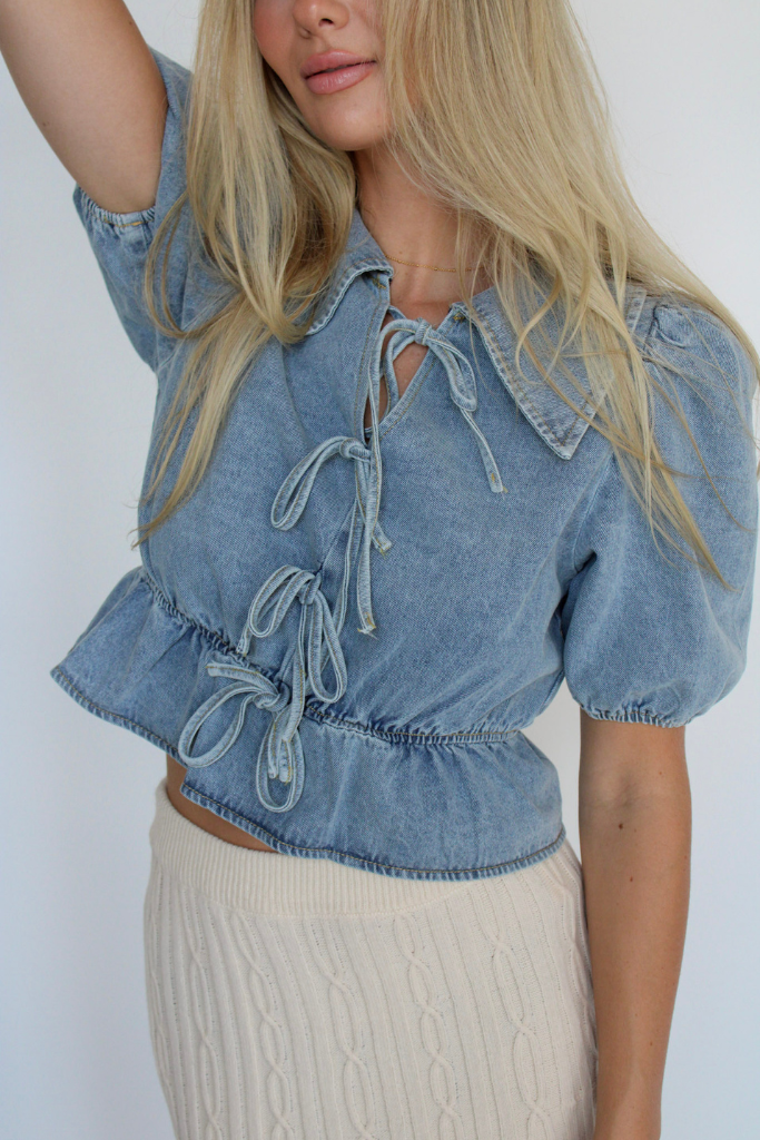 Girlhood Denim Top In Light Wash