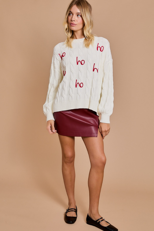 Ho Ho Ho Cable Knit Sweater