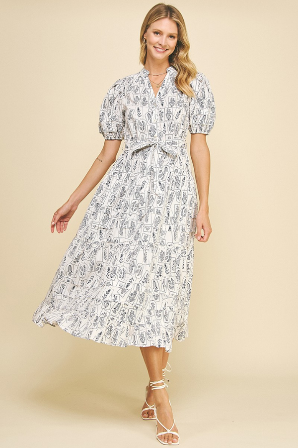 Josie Botantical Print Midi Dress