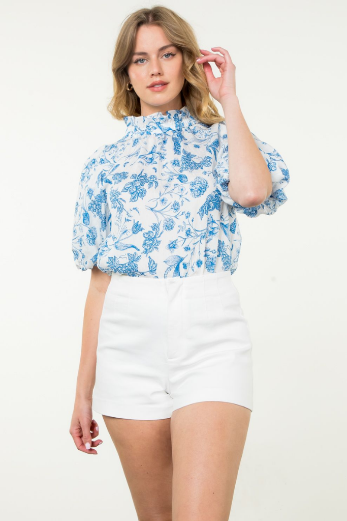 Milly Floral High Neck Blouse