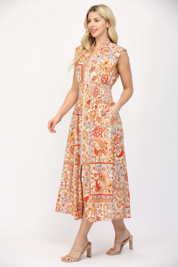 Lilli Scarf Print Midi Dress