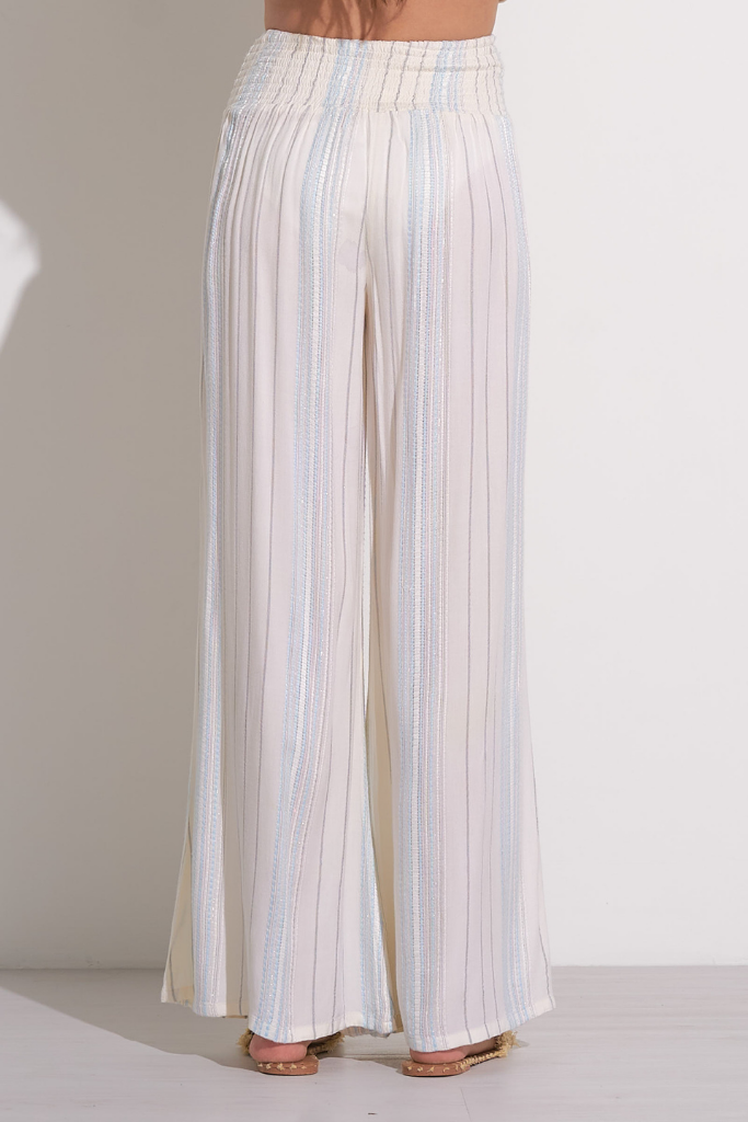 Blossom Gauze Stripe Pant in Ivory Blue