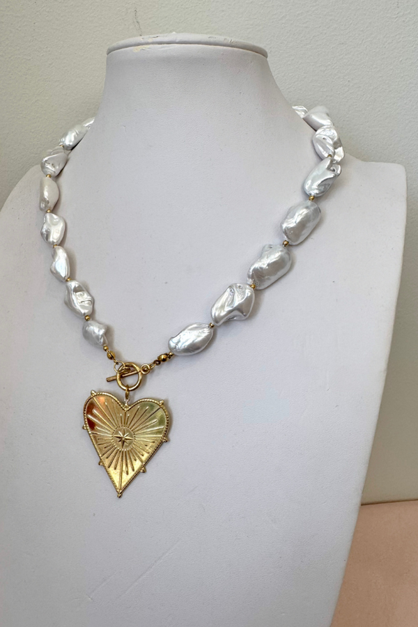 Pearl Heart Drop Necklace