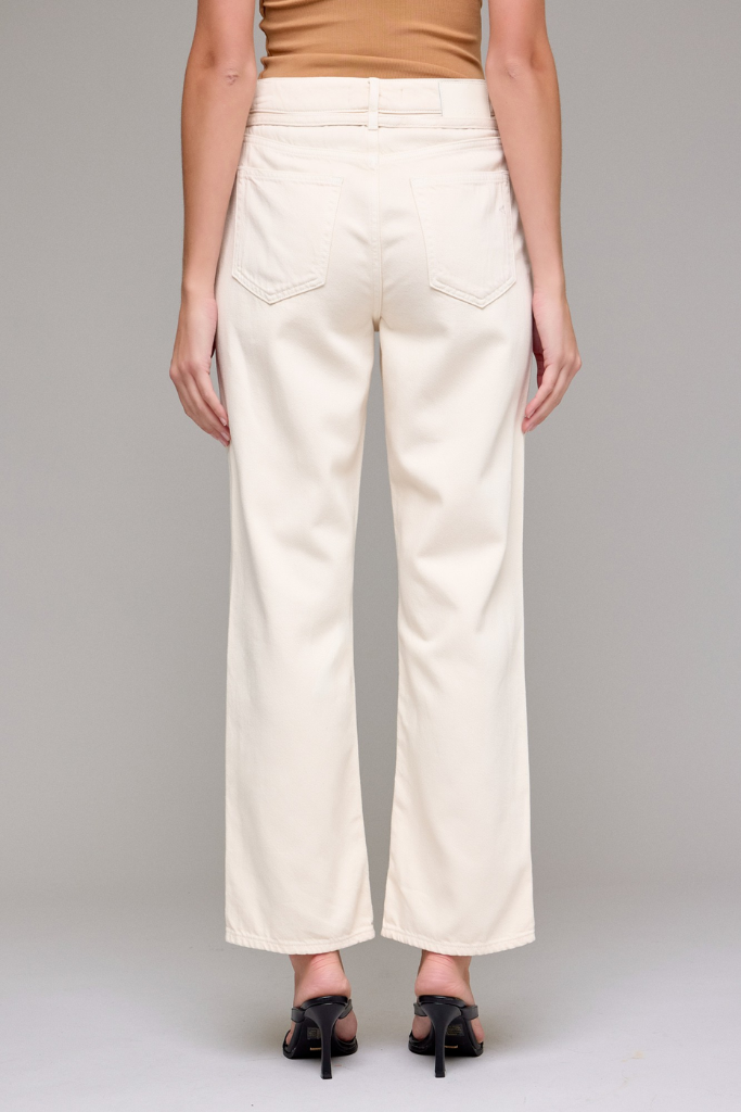 Simone Tie Waist Straight Wide Leg Ankle Jean