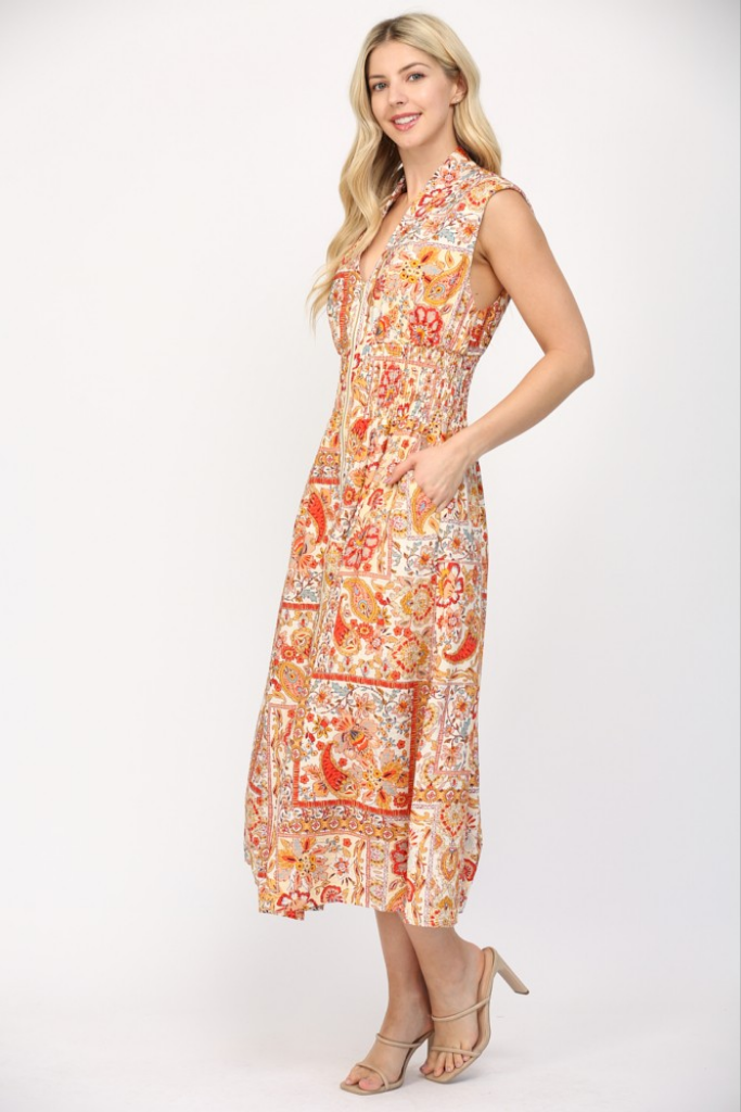 Lilli Scarf Print Midi Dress