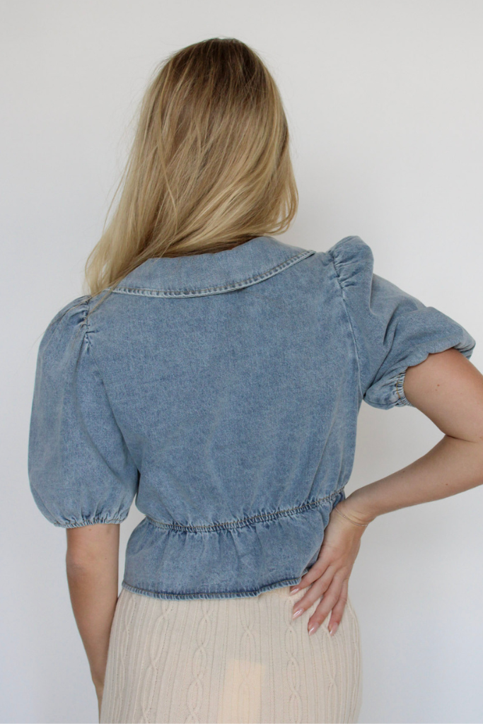 Girlhood Denim Top In Light Wash