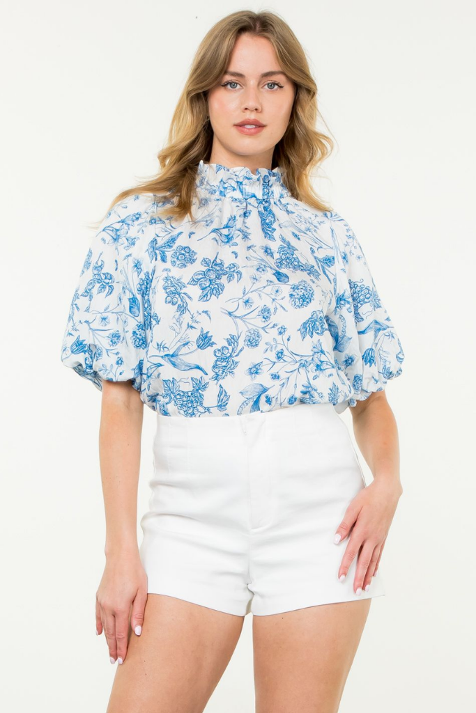 Milly Floral High Neck Blouse