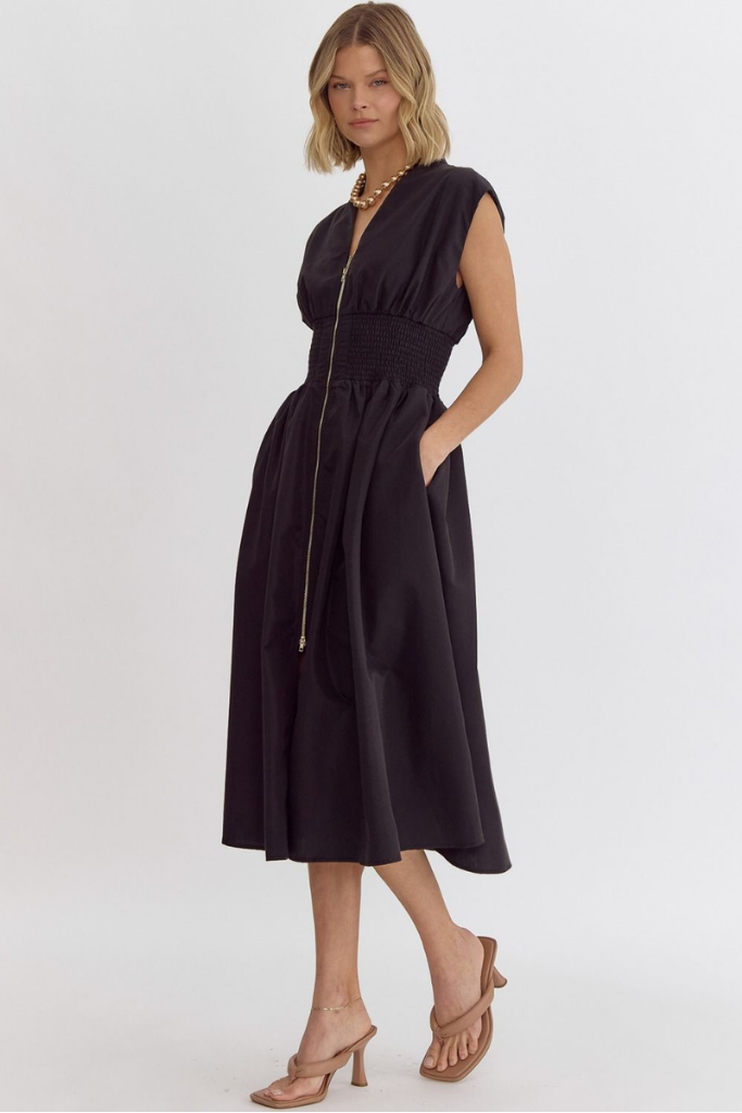 Daphne Front Zip Midi Dress