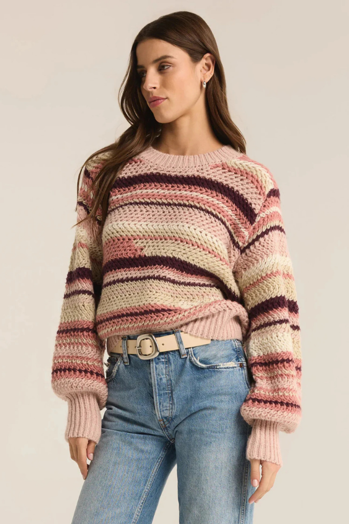 Rosy Days Striped Sweater By Z Supply