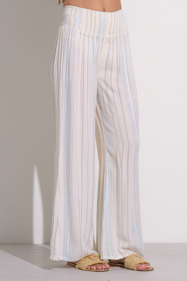 Blossom Gauze Stripe Pant in Ivory Blue