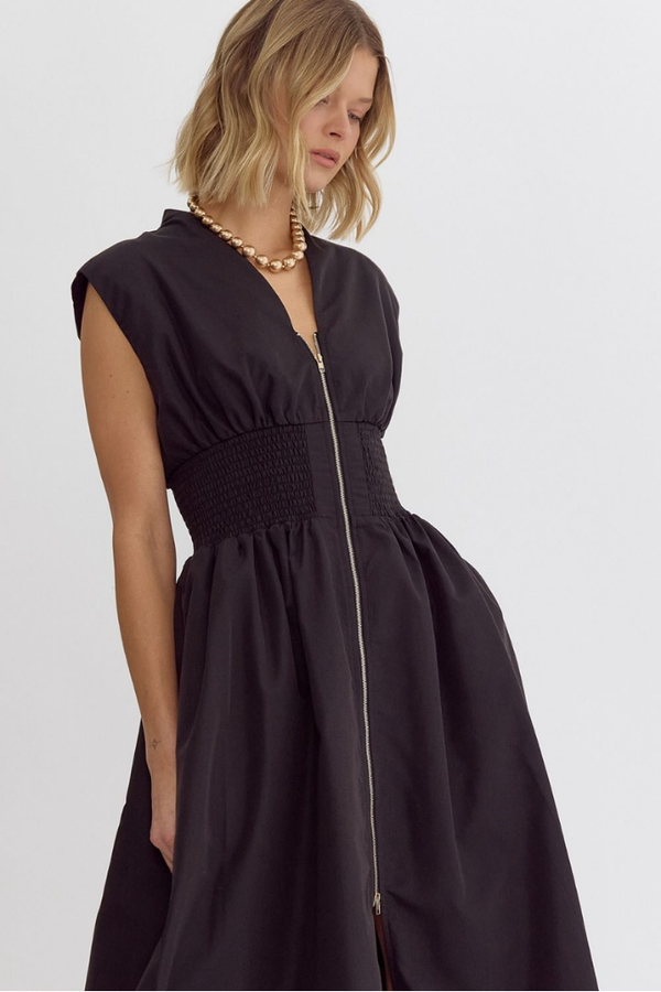 Daphne Front Zip Midi Dress