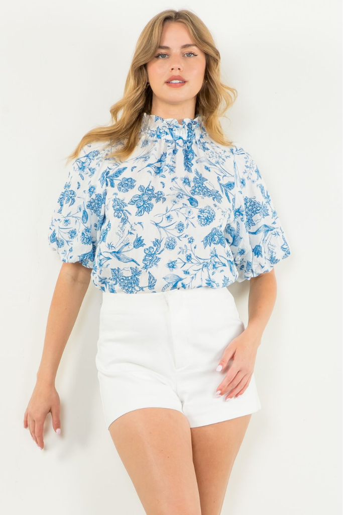 Milly Floral High Neck Blouse