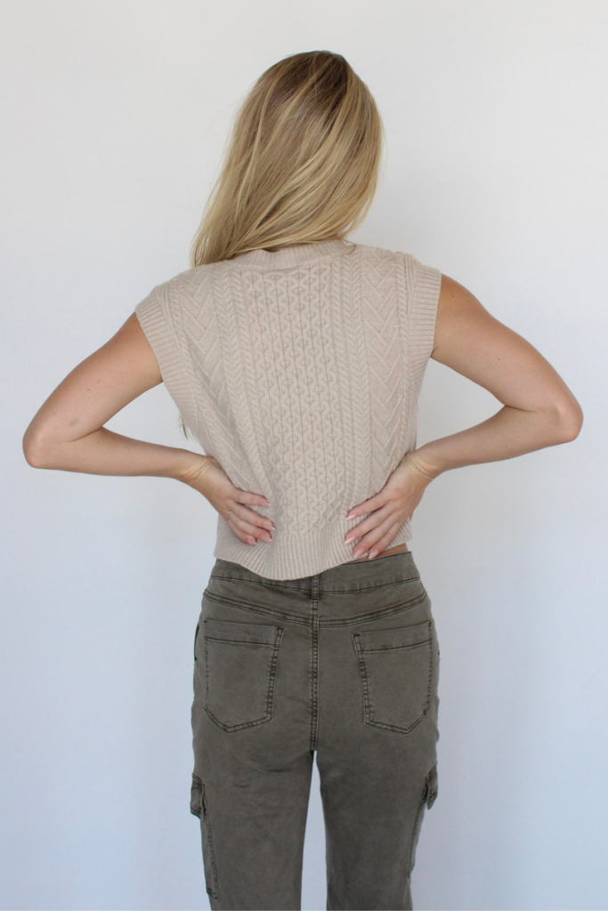 Iced Americano Sweater Vest in Tan