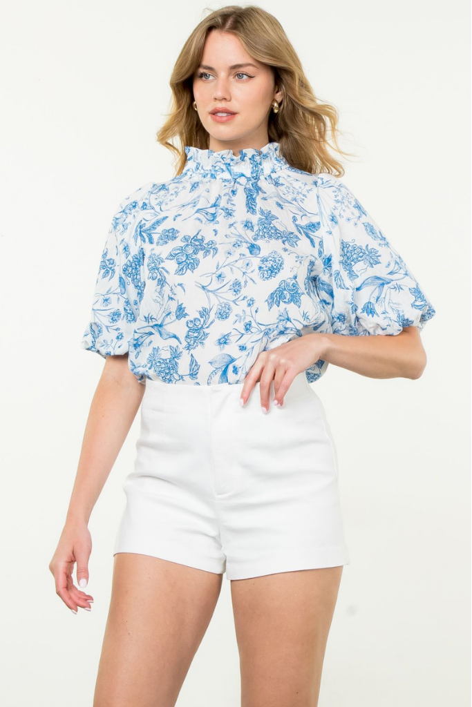 Milly Floral High Neck Blouse