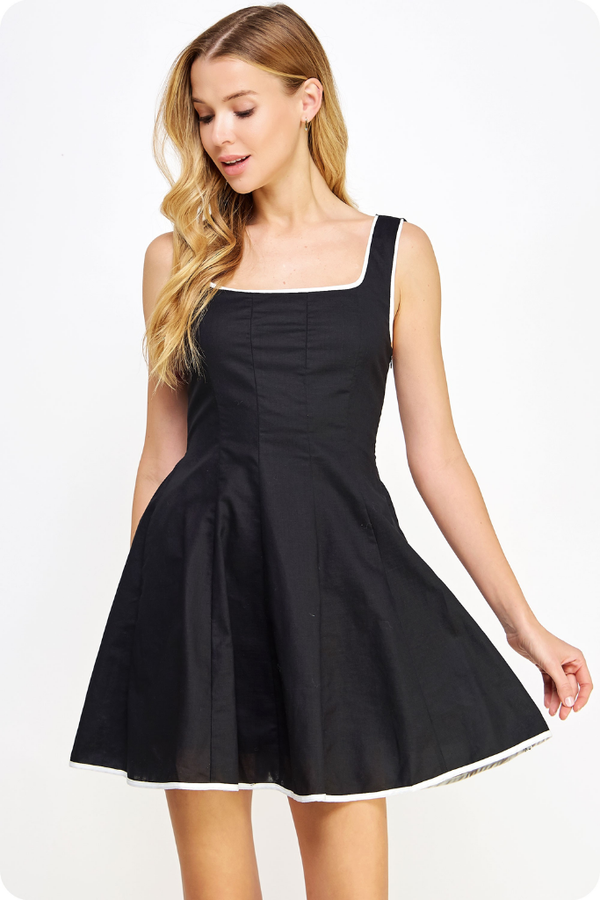 Ruby Trim Mini Dress in Black