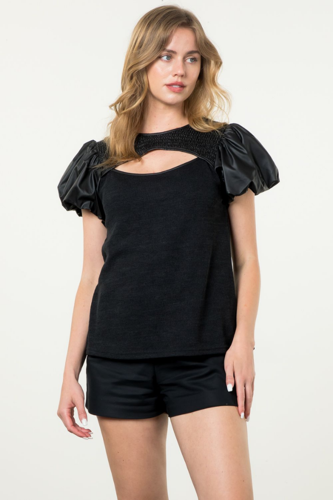 Adeline Cutout Puff Sleeve Top