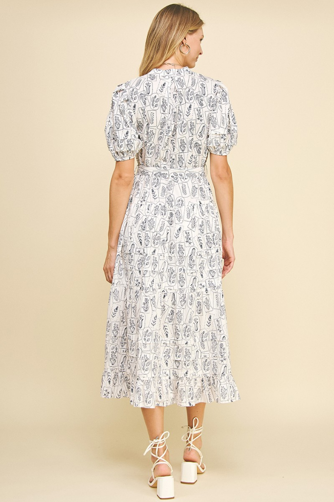 Josie Botantical Print Midi Dress