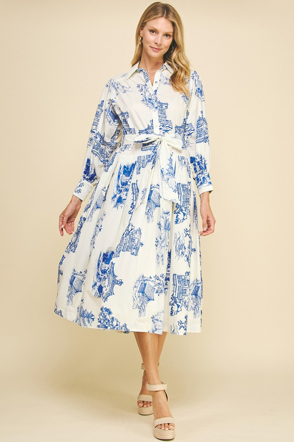 Everly Toile Print Midi Dress