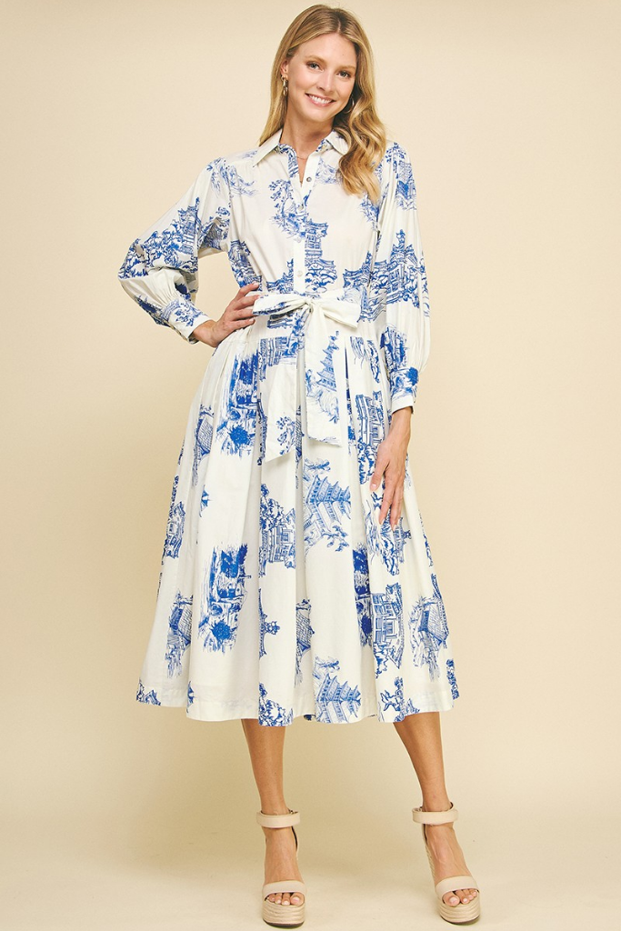 Everly Toile Print Midi Dress