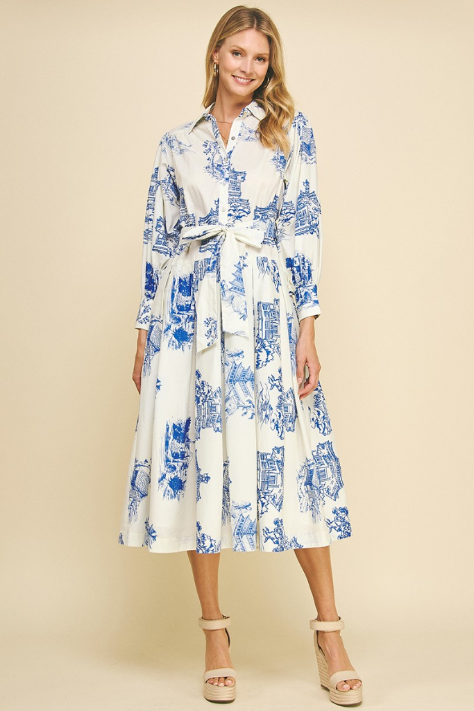 Everly Toile Print Midi Dress