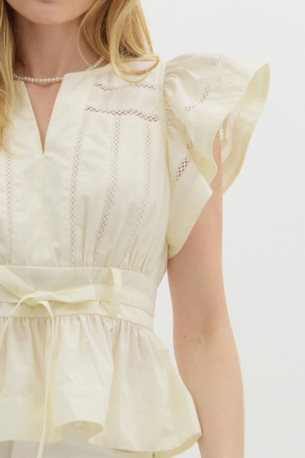 Capri Flutter Sleeve Tie Waist Top