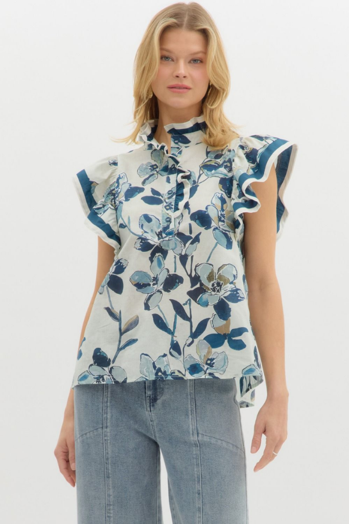 Loretta Floral Ruffle Sleeve Top
