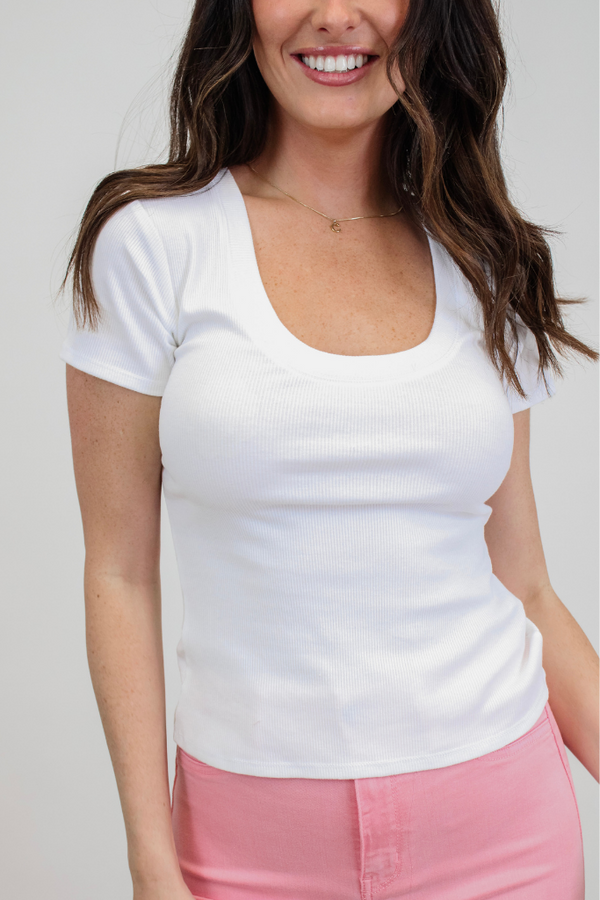 Sirena Short Sleeve Tee in White By Z Supply