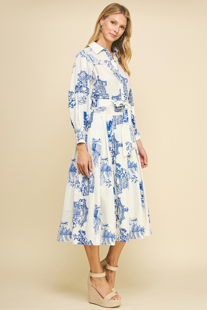 Everly Toile Print Midi Dress