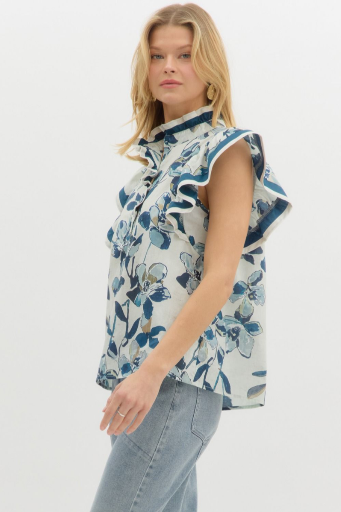 Loretta Floral Ruffle Sleeve Top