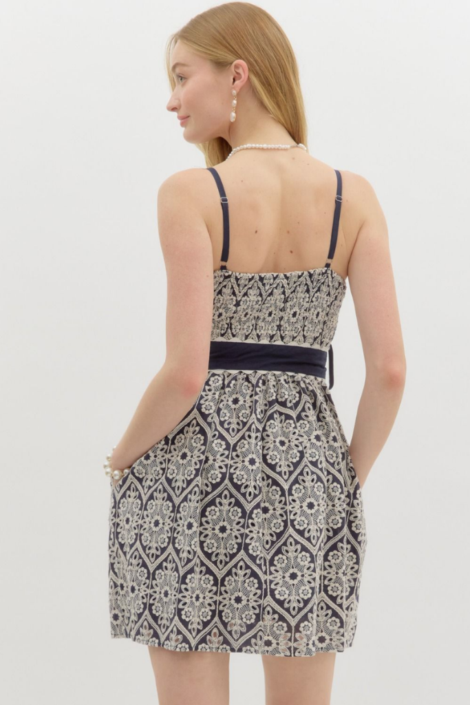Fleur Lace Stitch Mini Dress
