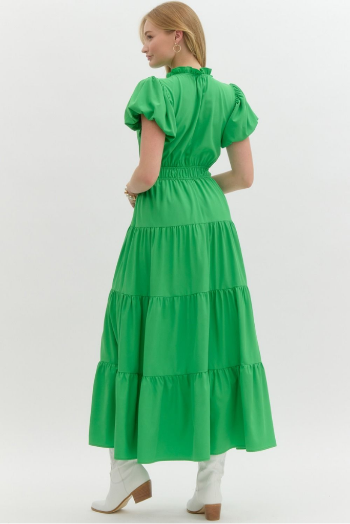 Heidi Tiered Maxi Dress in Kelly Green