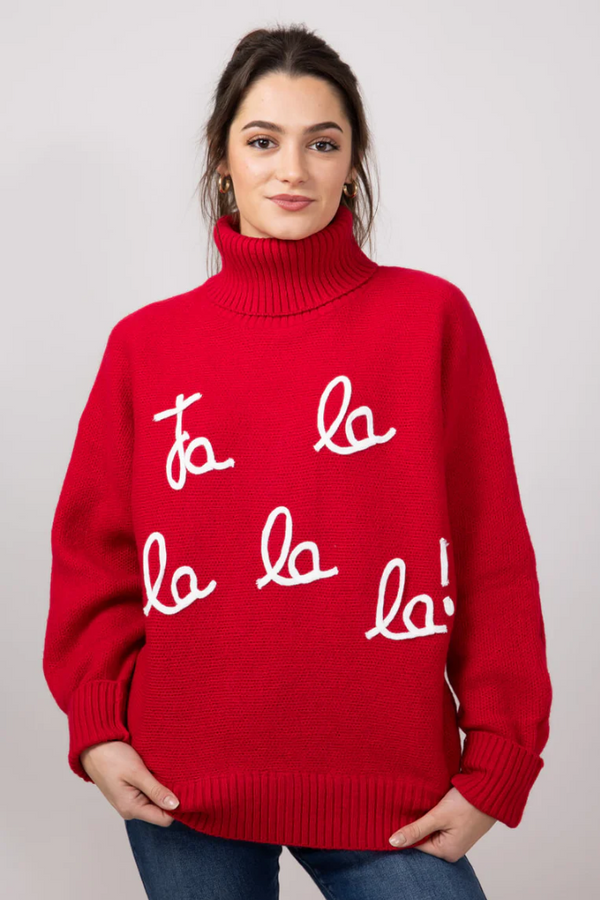 Fa La La Turtleneck Sweater in Red