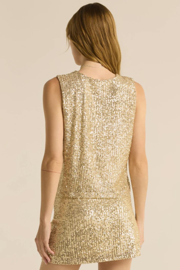 Sloane Sequin Top by Z Supply in Champagne