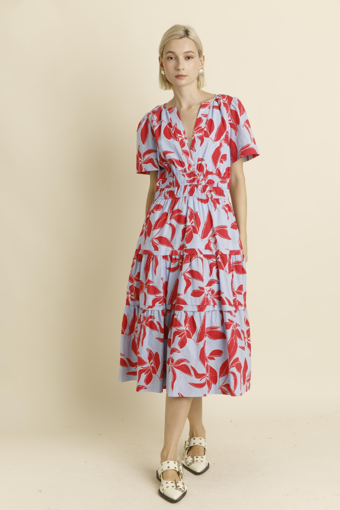 Clover Leaf Print Midi Dress