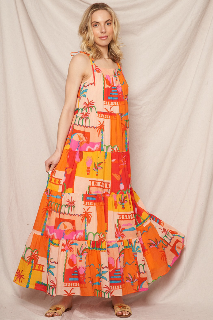 Zoey Tropical Print Maxi Dress