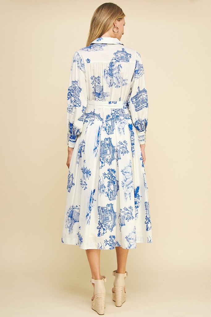 Everly Toile Print Midi Dress