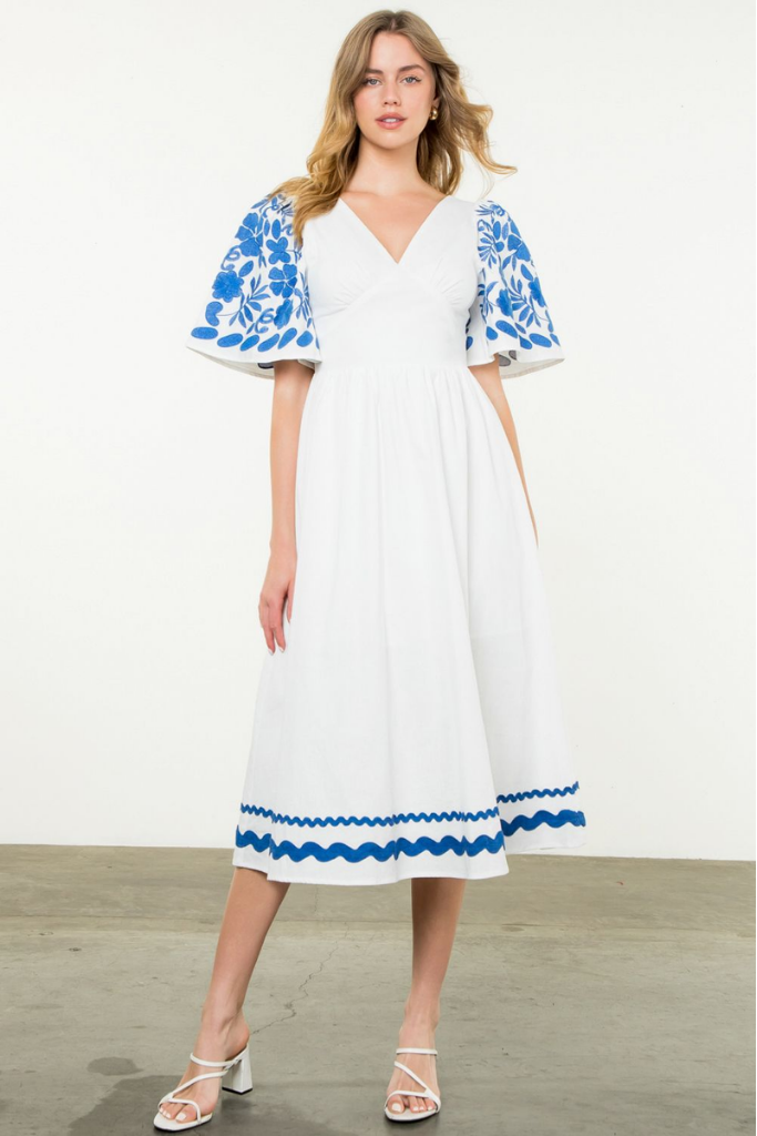 Poppy Embroidered Midi Dress