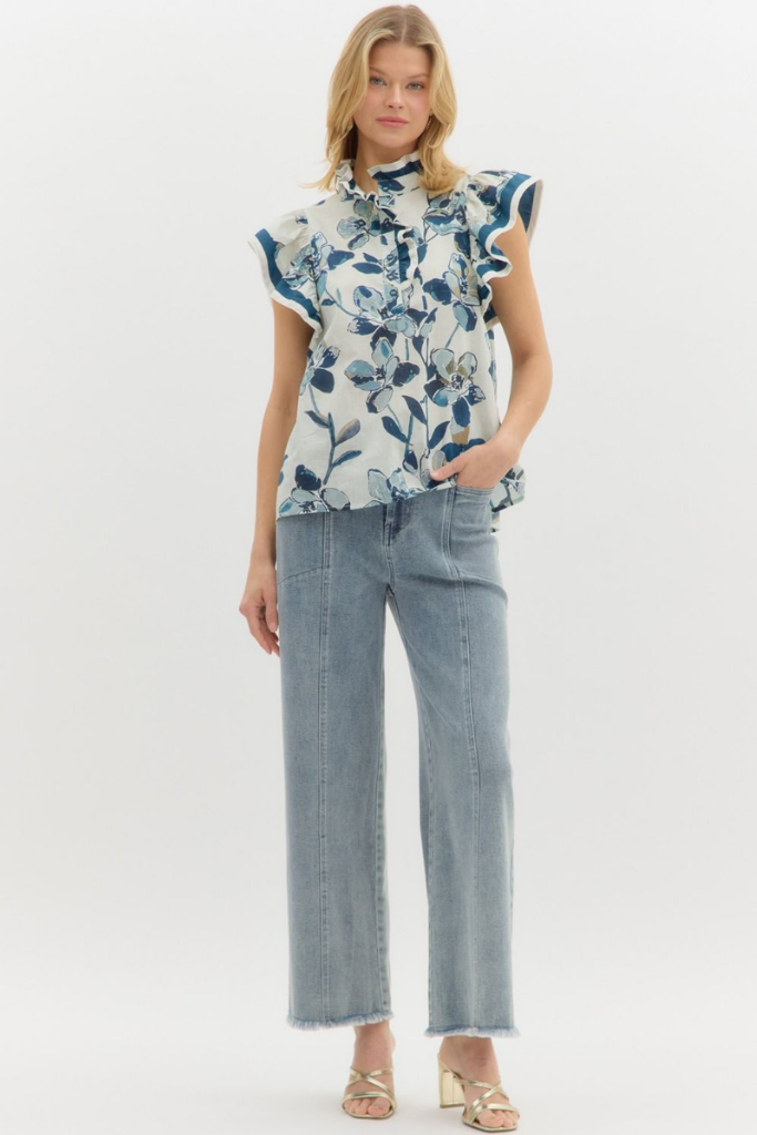Loretta Floral Ruffle Sleeve Top