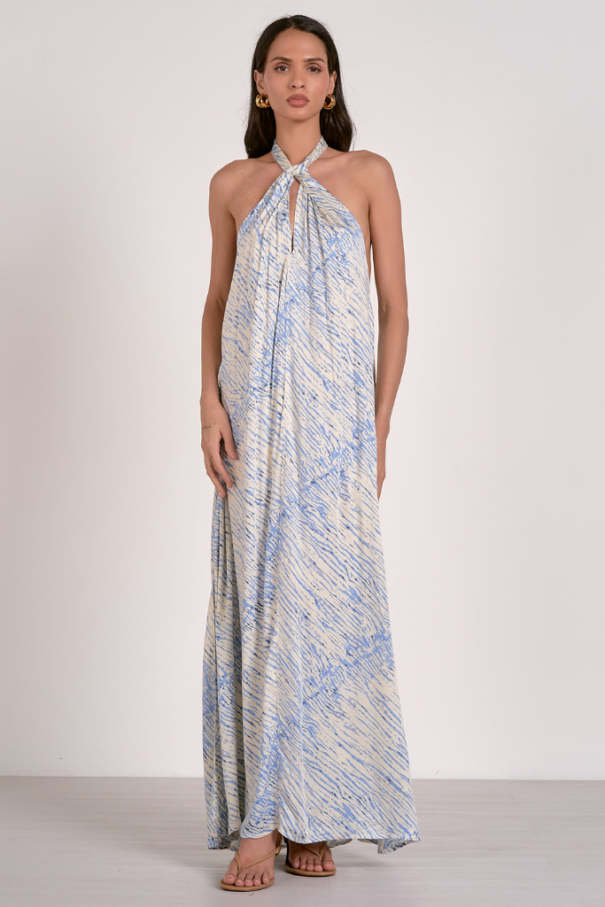 Camelia Printed Halter Maxi Dress