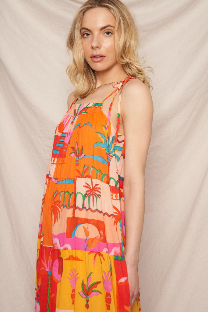 Zoey Tropical Print Maxi Dress