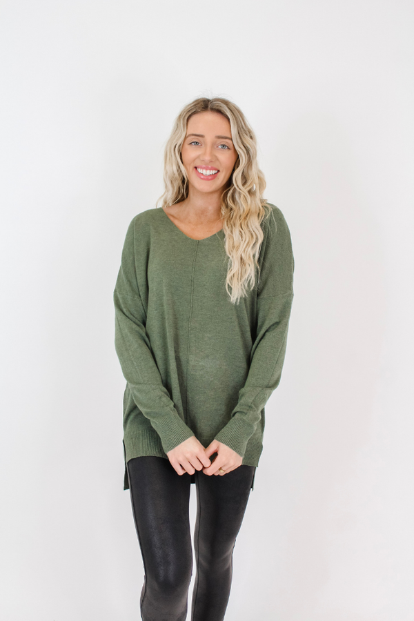 We're Dreaming Sweater in Heather Moss