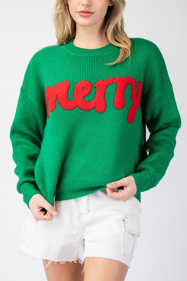 Very Merry Sweater In Hunter Green