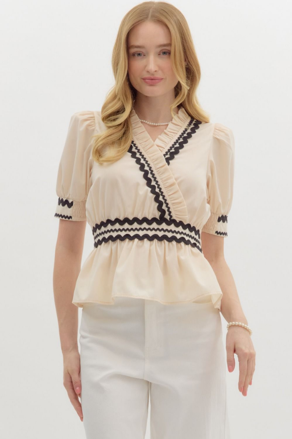 Sailor Zig Zag Trim Peplum Top