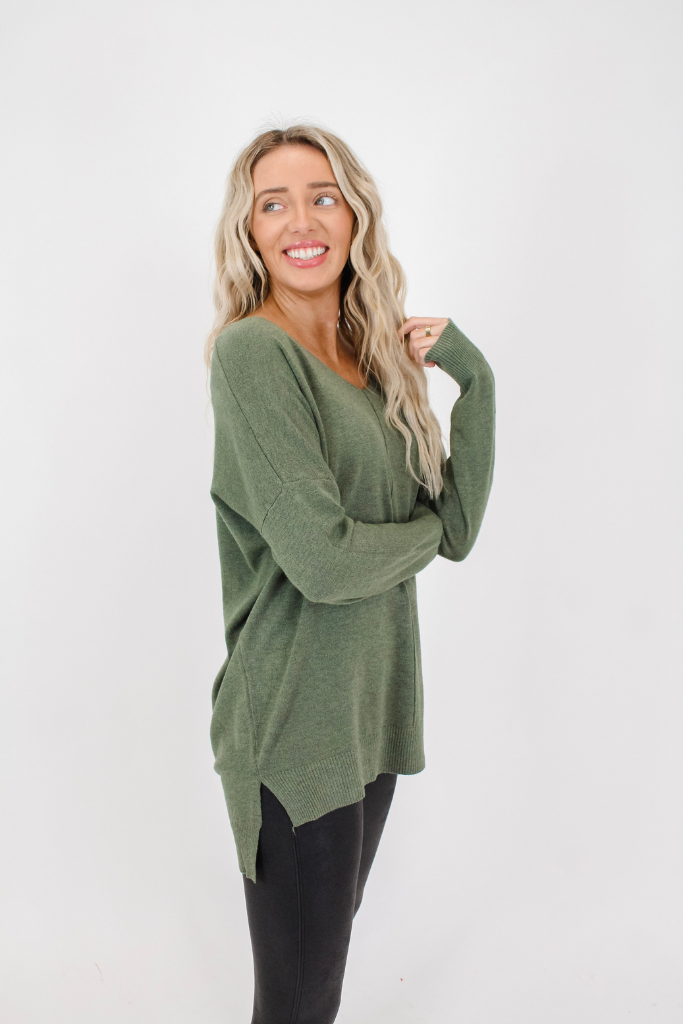 We're Dreaming Sweater in Heather Moss