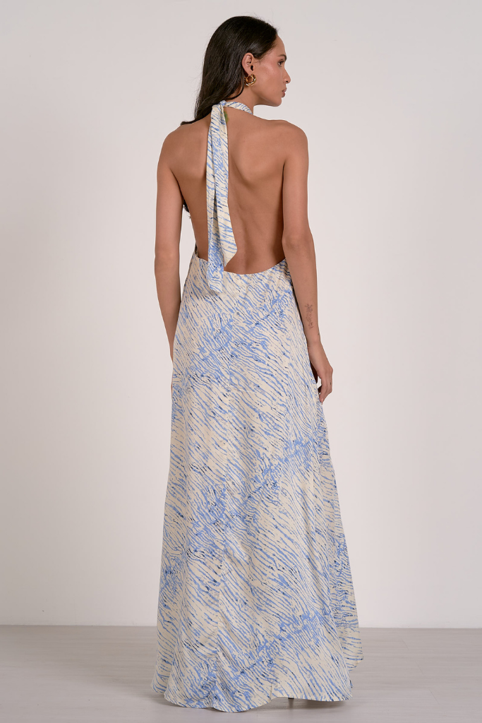 Camelia Printed Halter Maxi Dress