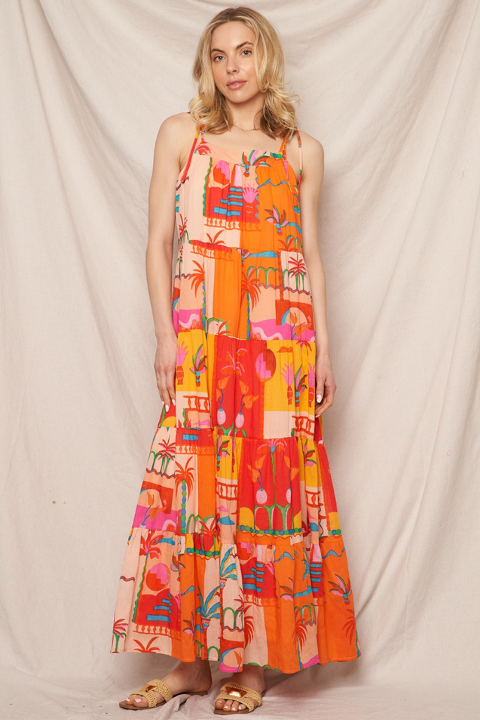 Zoey Tropical Print Maxi Dress